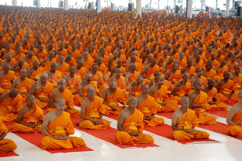 monks meditating